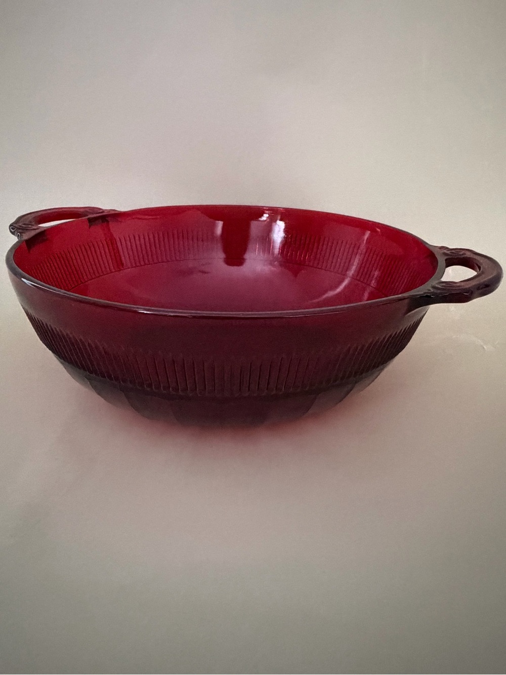 Coronation Royal Ruby Red Serving Berry Bowl Depression Glass by Anchor Hocking